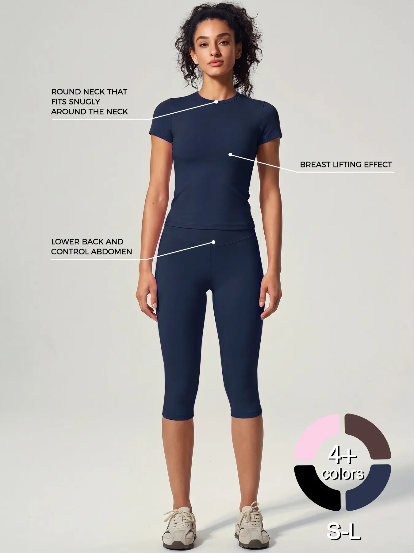 Womens 2 Piece Workout Sets  Waisted Tummy Control  Top, Set Capris Yoga Pants High Waist Short , All Seasons Fitted Suit Sports Fitness Wear