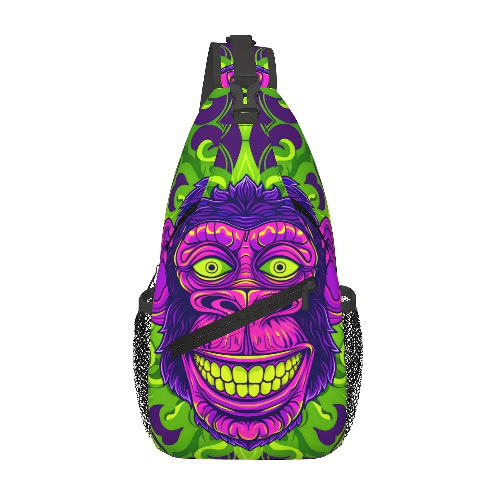 Crossbody Chest  Hiking Cartoon Colorful Gorilla Portrait Shoulder  Folding Large Capacity Fashion Durable Can Be Used For Shopping, Leisure Travel Beach  Fishing  Travel Accessories Must Have  For School Back Christmas Gifts bag backpack