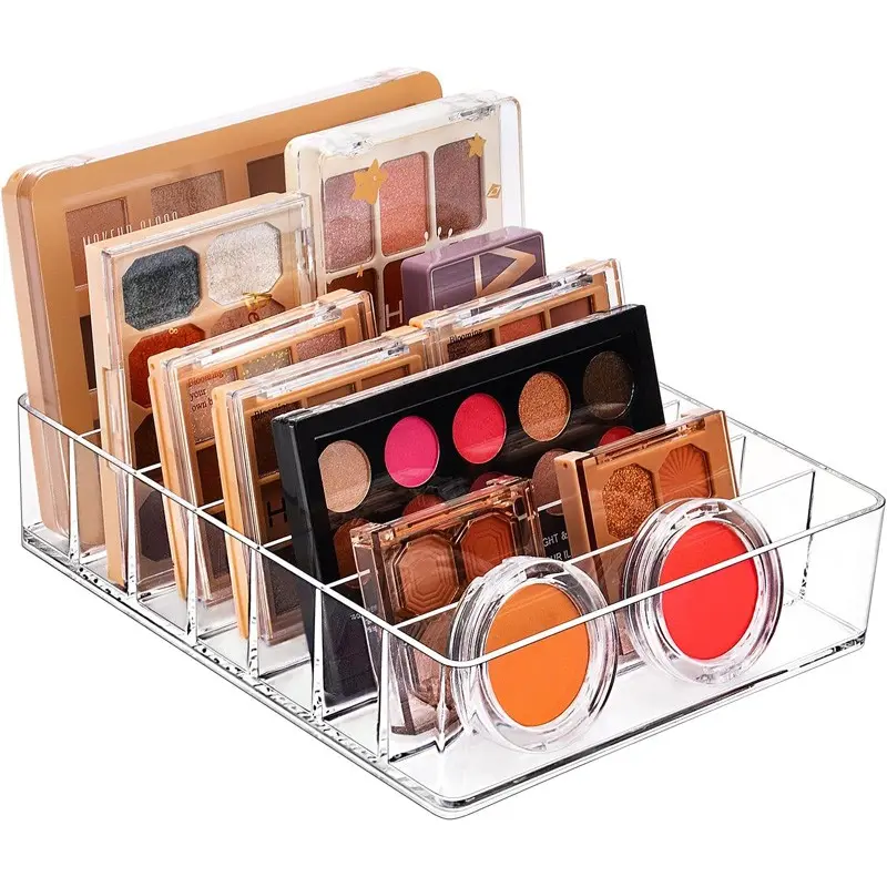 Eyeshadow Palette & Lipstick Organizer, 7-Grid Divided Makeup Storage Holder for Lipsticks & Highlighters, Vanity Cosmetic Display Tray also for Office Supplies, Cables and Small Parts