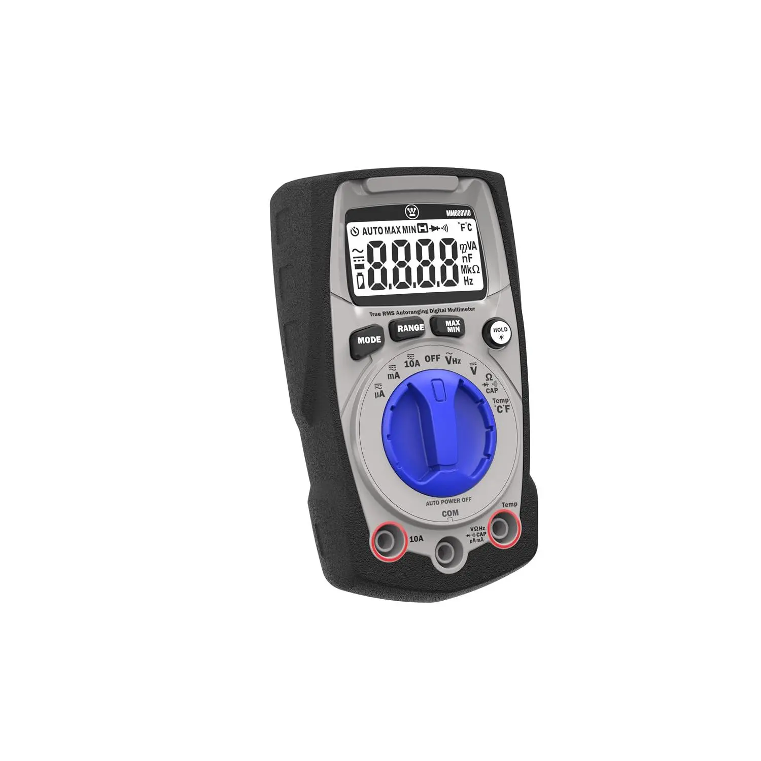 600V True RMS Auto-Ranging Multimeter with Backlit Display, MAX/MIN Function, Professional & DIY Use; Measures Current, Resistance, Capacitance, Frequency, Temperature; 2-Year Warranty