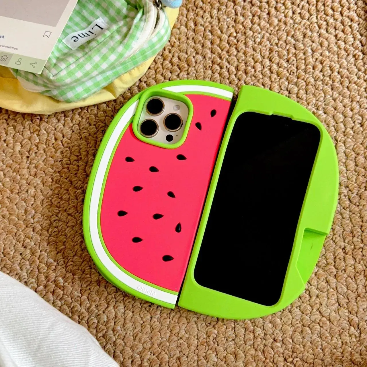 3D Soft Silicone Cooling Watermelon Phone Case for iPhone 12/13/14/15/16 Pro Max, Funny Durable Protective Smartphone Casing for Handheld Cellphone Devices, Accessories