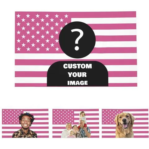 Custom Print Pink American Flag 40x60 in Personalized Tapestry Wall Hanging - Design Your Own Image, House Decor, Aesthetic Room Decor Supplies, GF Gift for Clubs-Bars