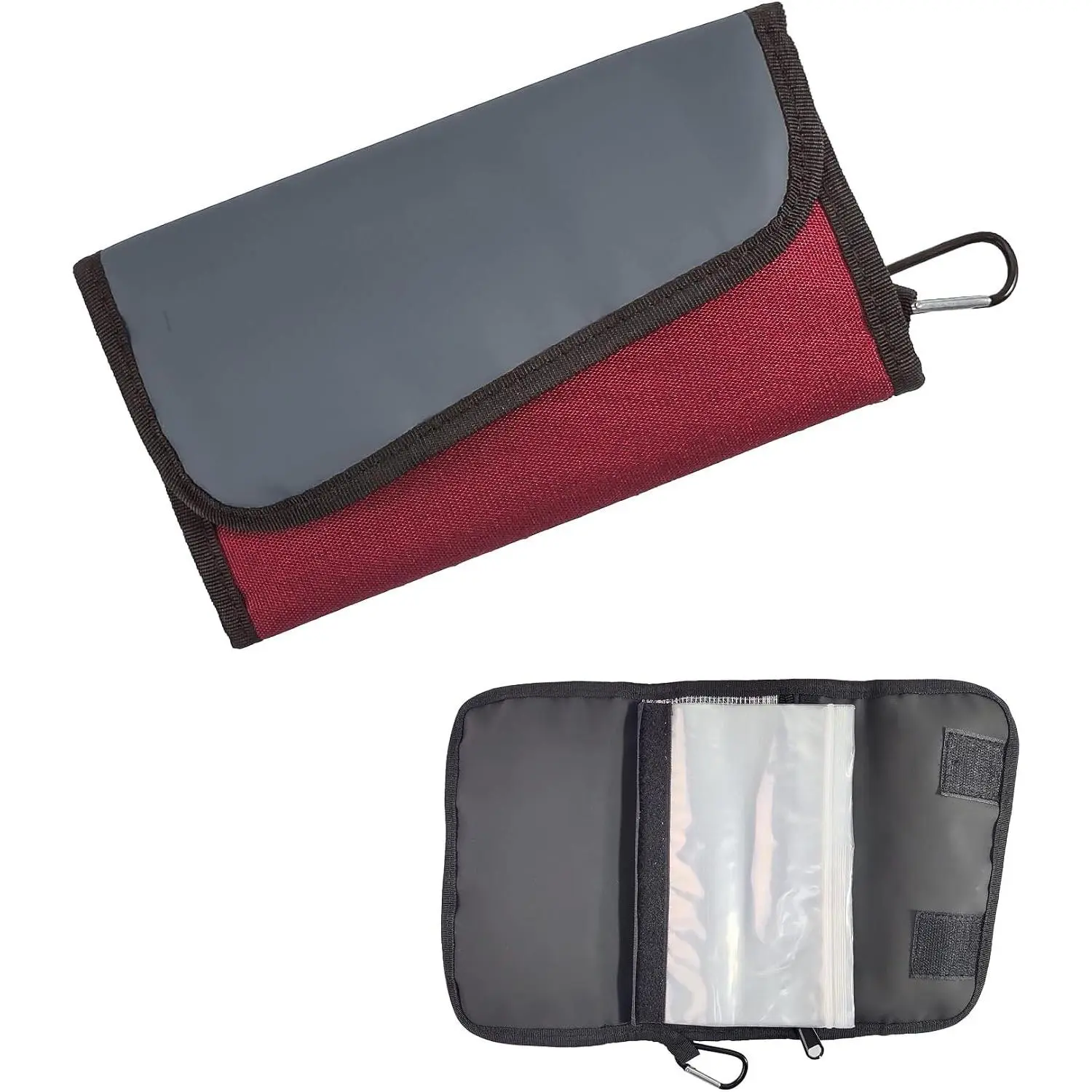 Soft Lure Storage Binder  Organizer | Durable Water-Resistant Fishing Tackle Wallet with 6 Clear Sleeves 2 Zipper Pockets & Carabiner for Worms Rigs & Accessories