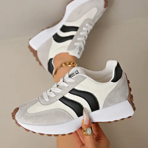 Women's Athletic Shoes Spring Autumn Elegant Fashion Casual Round Toe Low Top Lace-Up Thick Sole Breathable Outdoor Lace Closure Sneakers