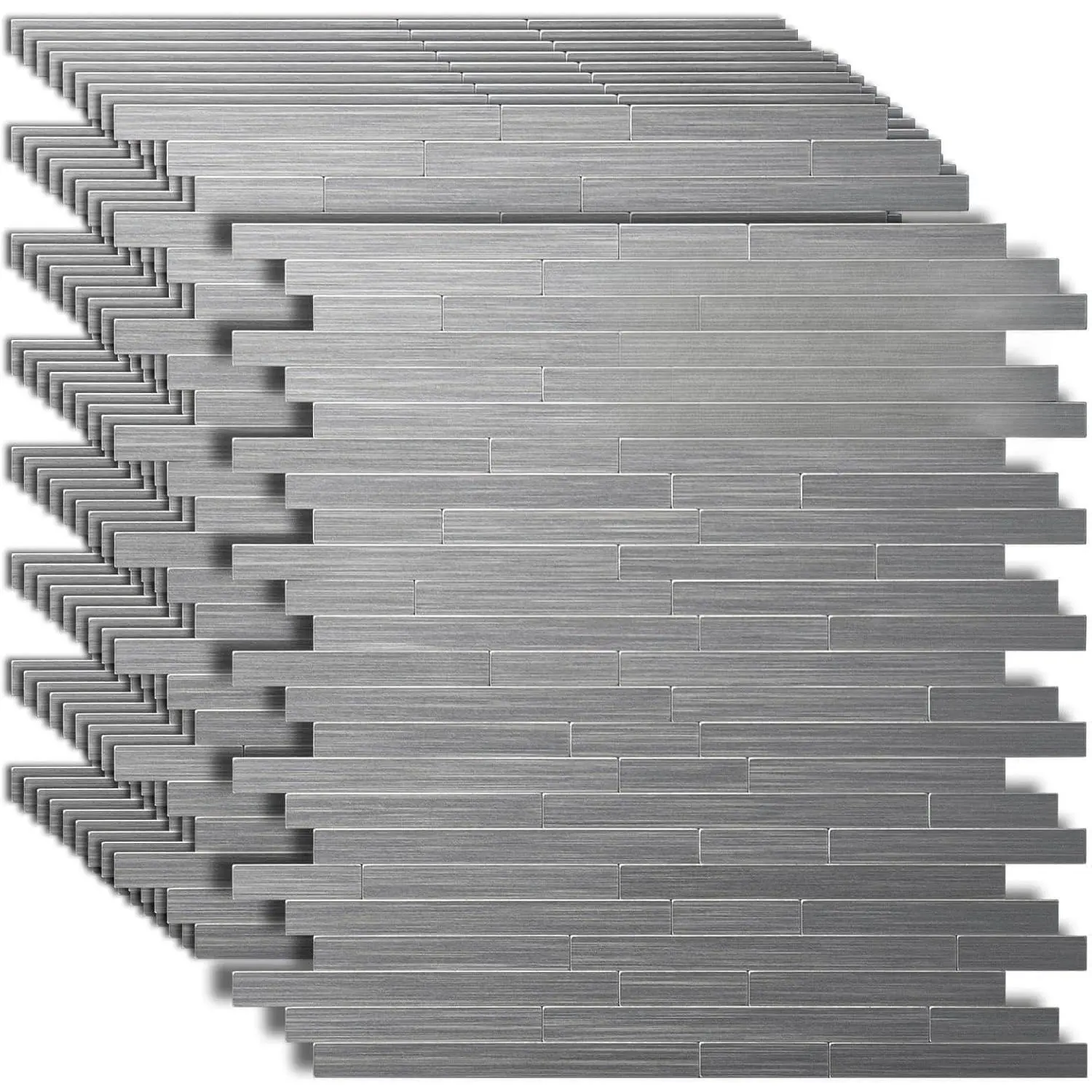 10-Pack Self-Adhesive Metal Backsplash Peel and Stick Tile for Kitchen, 12" x 12"  Parallel
