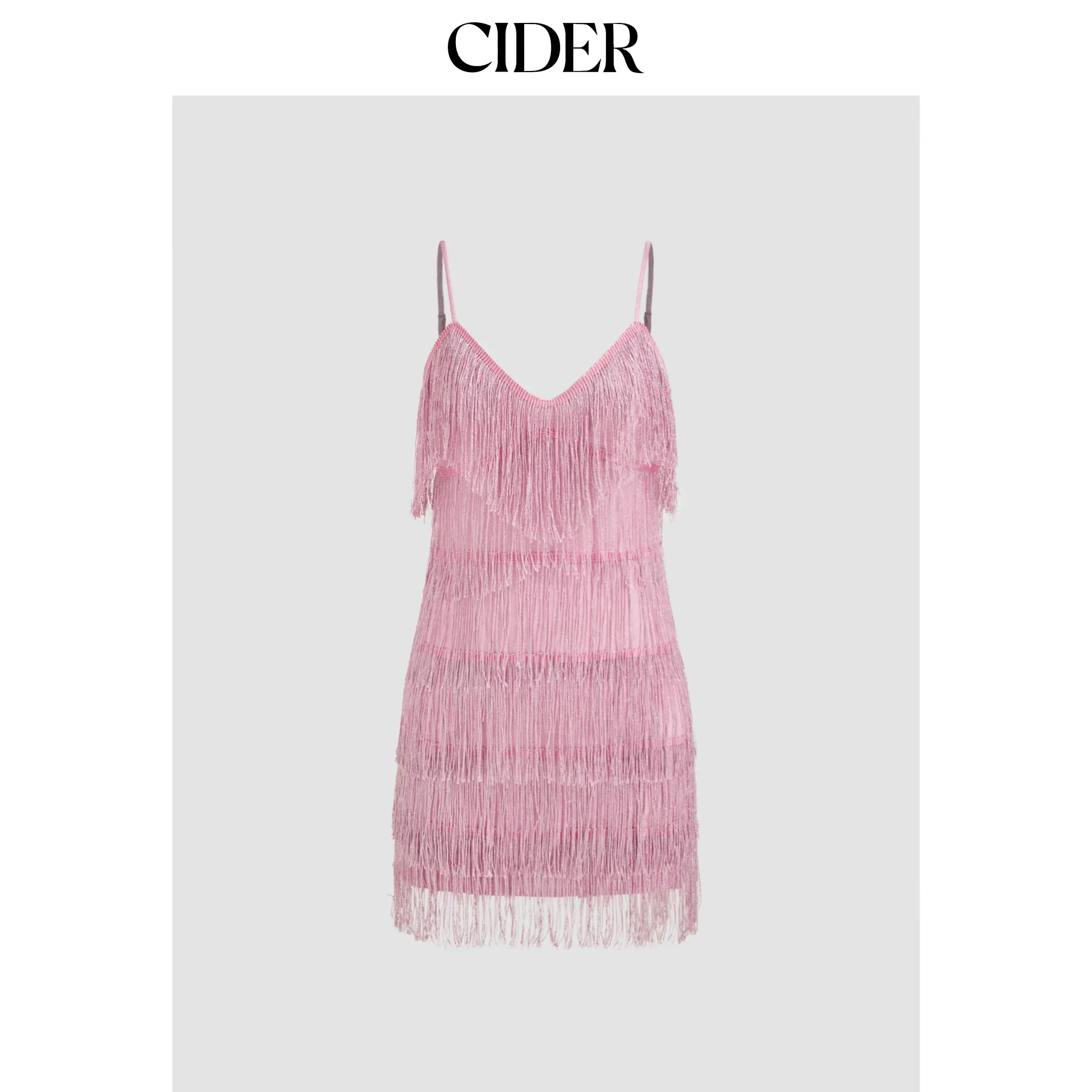Cider [size 4-10] V-neck Solid Tassel Mini Dress SohoChic