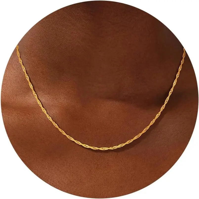 S925 Sterling Silver Wave Chain Necklace for Women, Elegant Thick Sturdy Jewellery, Colourfast Gift Necklace, 16-22 Inch, Elegant Chain, Decorative Necklace