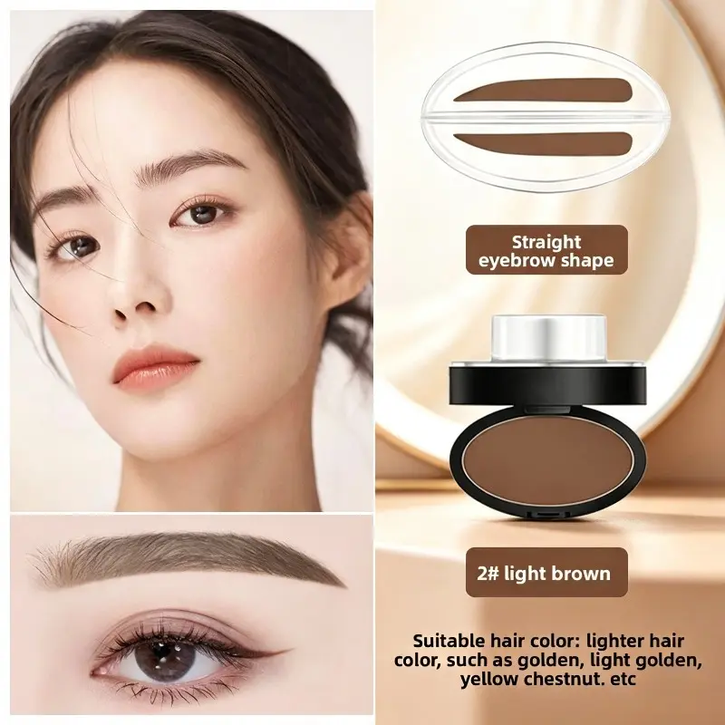 Lazy Stamp Eyebrow Powder Makeup Tool, Two‑Style Molds for Straight & Willow‑Leaf Eyebrows, Waterproof & Sweat‑proof, Smudge‑Resistant, Quick Eyebrow‑filling for Beginners & Makeup‑Challenged Users