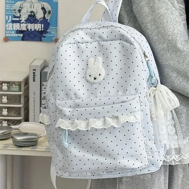 Anime Polka Dots New Lace Miffy Backpack Good Looks Cute School Bag Versatile Backpack Lovely Kawaii Sweet Personality Cartoon