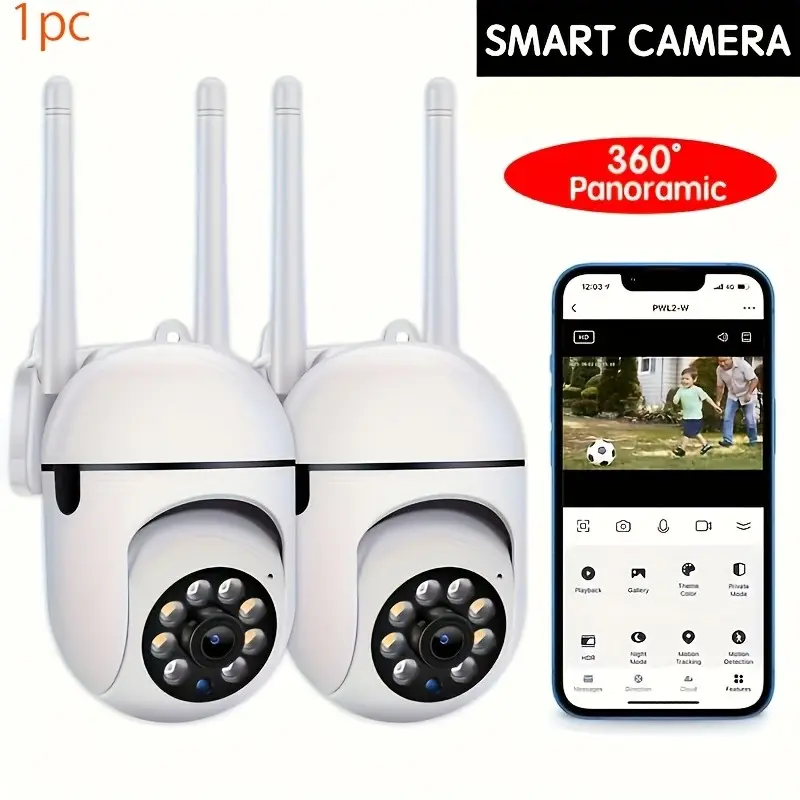 1 x 360° PTZ Cloud Camera, Wireless WiFi Camera, Indoor Wifi Cameras, Clear Full-Color Night Vision (480p), Indoor Use, Motion Tracking, Two-Way Audio, Ideal for Monitoring Seniors and Pets, 2.4G WiFi, Smart Home Compatible, Mobile App Alerts, USB