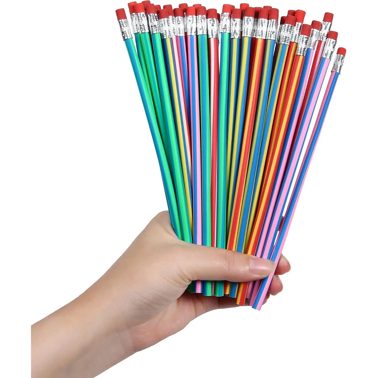 40PCS Flexible Bendable Pencils for Kids with Corlored Stripe Soft Magic Bendy Bending Pencils with Erasers for Classroom Gifts Back to School Students Supplies,Great Bags Party Favor (40)