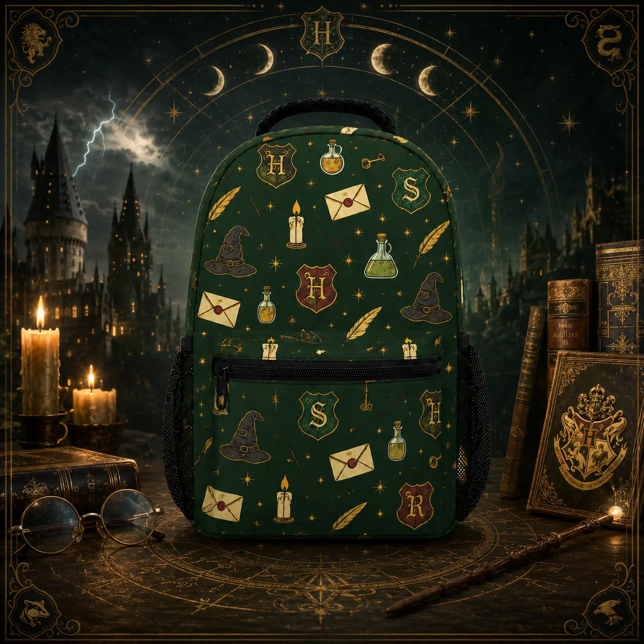 Harry Potter Hogwarts Wizard Magic Backpack - Dark Academia Functional Travel Bag for Teens senior backpack backpacks for school 2026 2027 clear backpacks book bags school backpack kpop demon hunters backpack clear backpack pink backpack bookbag shopping