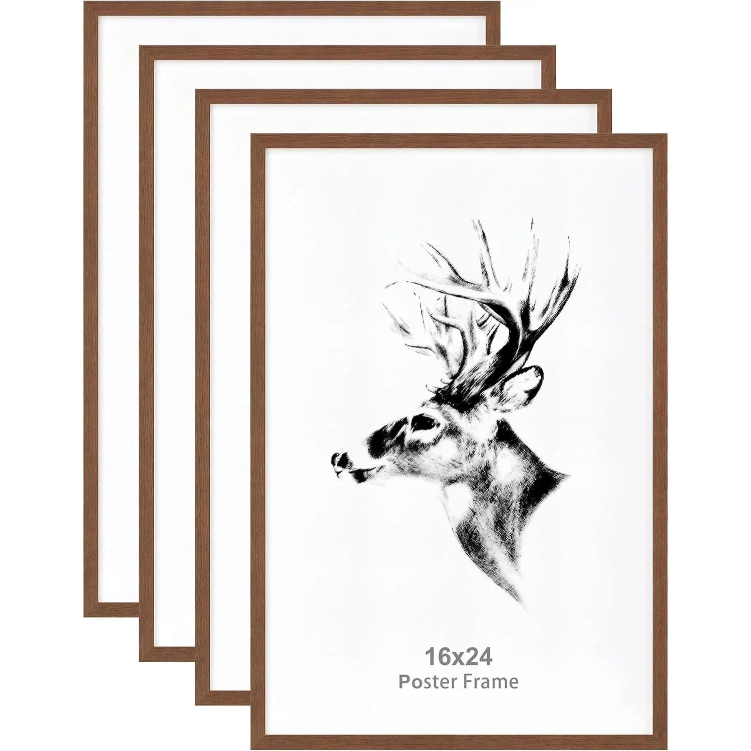 Yaetm 16x24 Picture Frames Set of 4, Walnut Brown, Solid Wood Frame 16 x 24 Frame for Gallery Wall, Photos, Posters & Art Prints, Wall Mount (4 pack, Walnut)