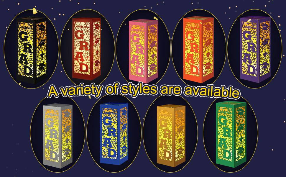 12 Pcs Graduation Table Centerpieces Boxes Class of 2026 Graduation Lanterns for Centerpieces with LED Candles Congrats Grad School College Photo Props for Party Table Decoration (Black)