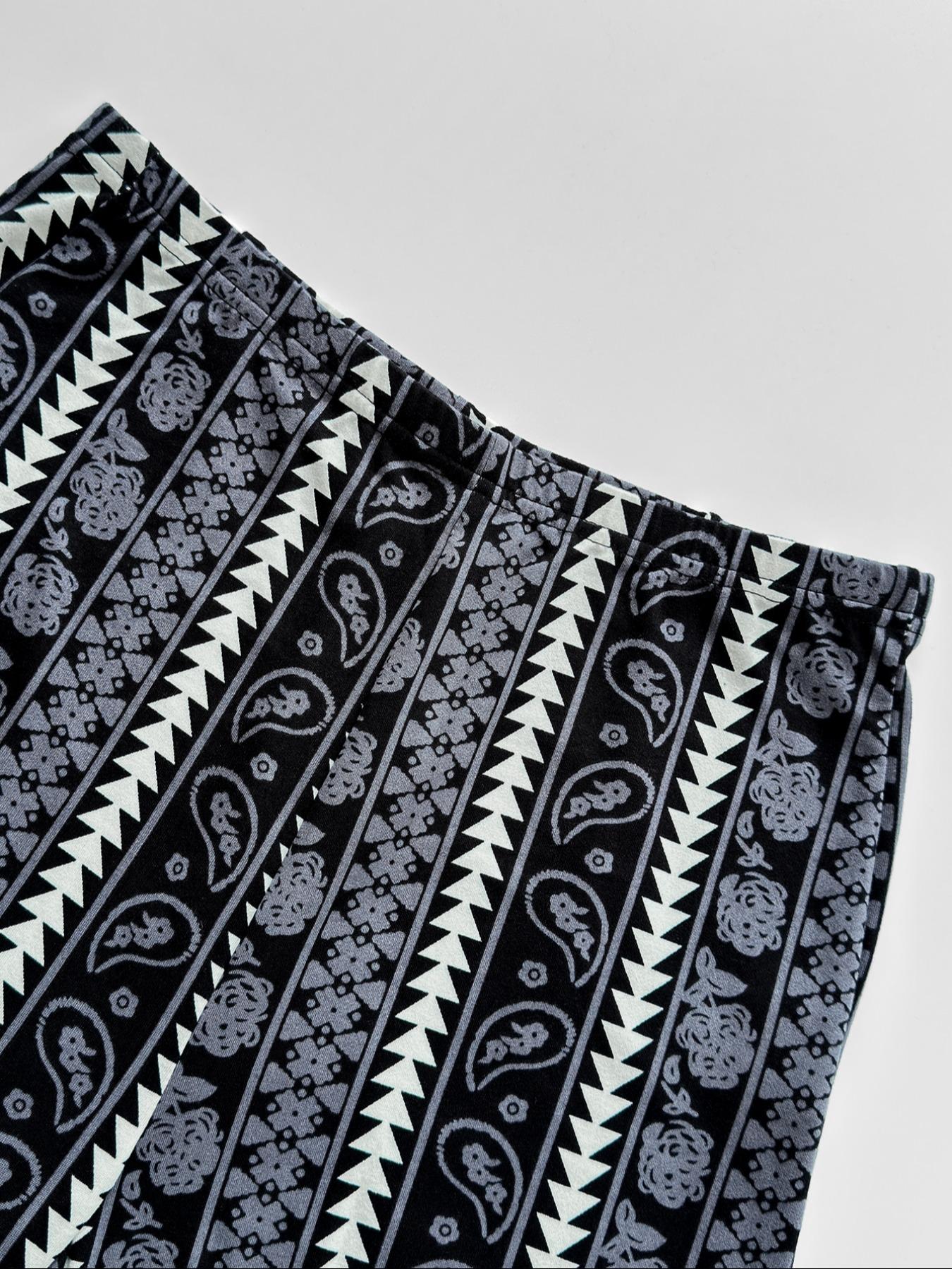 Women's Geometric Print Flared-Leg Pants, Casual Comfy Trousers for Daily Wear, Ladies Bottoms for All Seasons