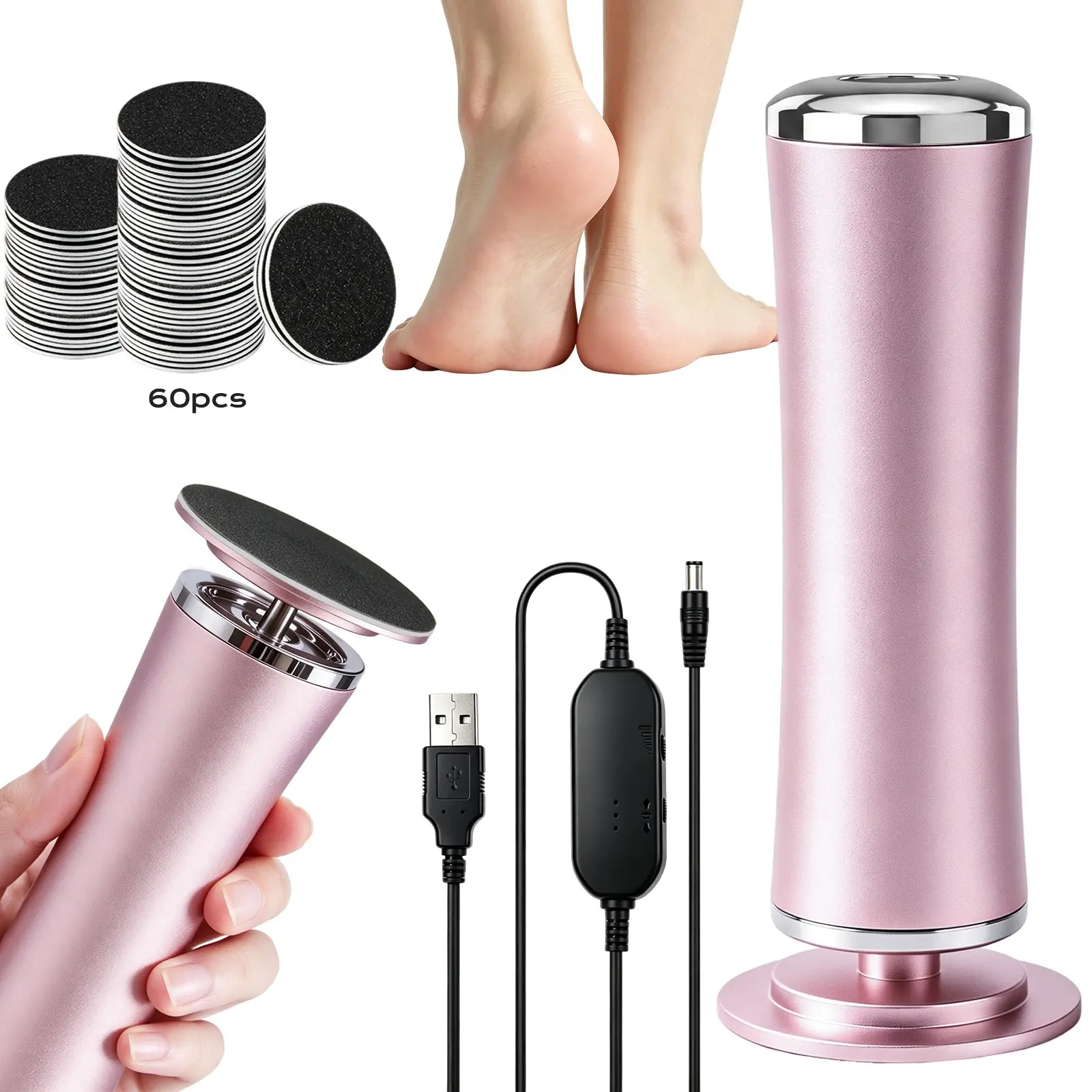Rechargeable Electric Foot Callus Remover File, Portable Pedicure Tool for Salon & Home Use, Efficient Dead Skin Corn Cracked Heel Remover, Premium Home Spa Device, Personal Care Accessories for Men & Women, Foot Files And Callus Removers For Dead Skin