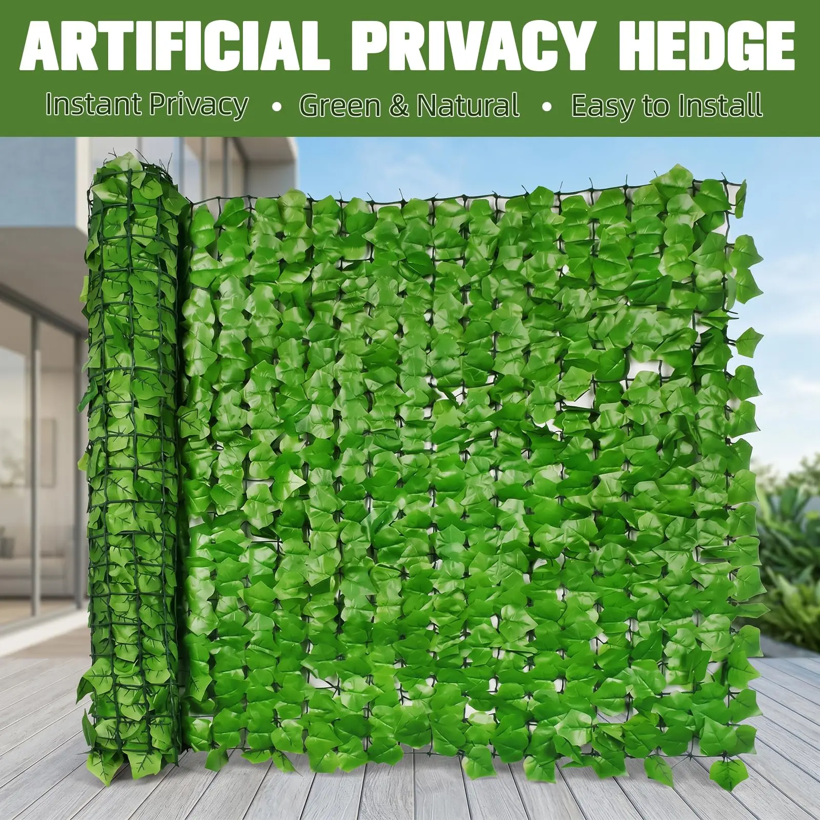 Artificial Ivy Privacy Screen Panel Roll - Faux Leaves Hedge Wall Backdrop, UV-Resistant, Easy Install for Balcony Decor, Outdoor Home Decor Supplies