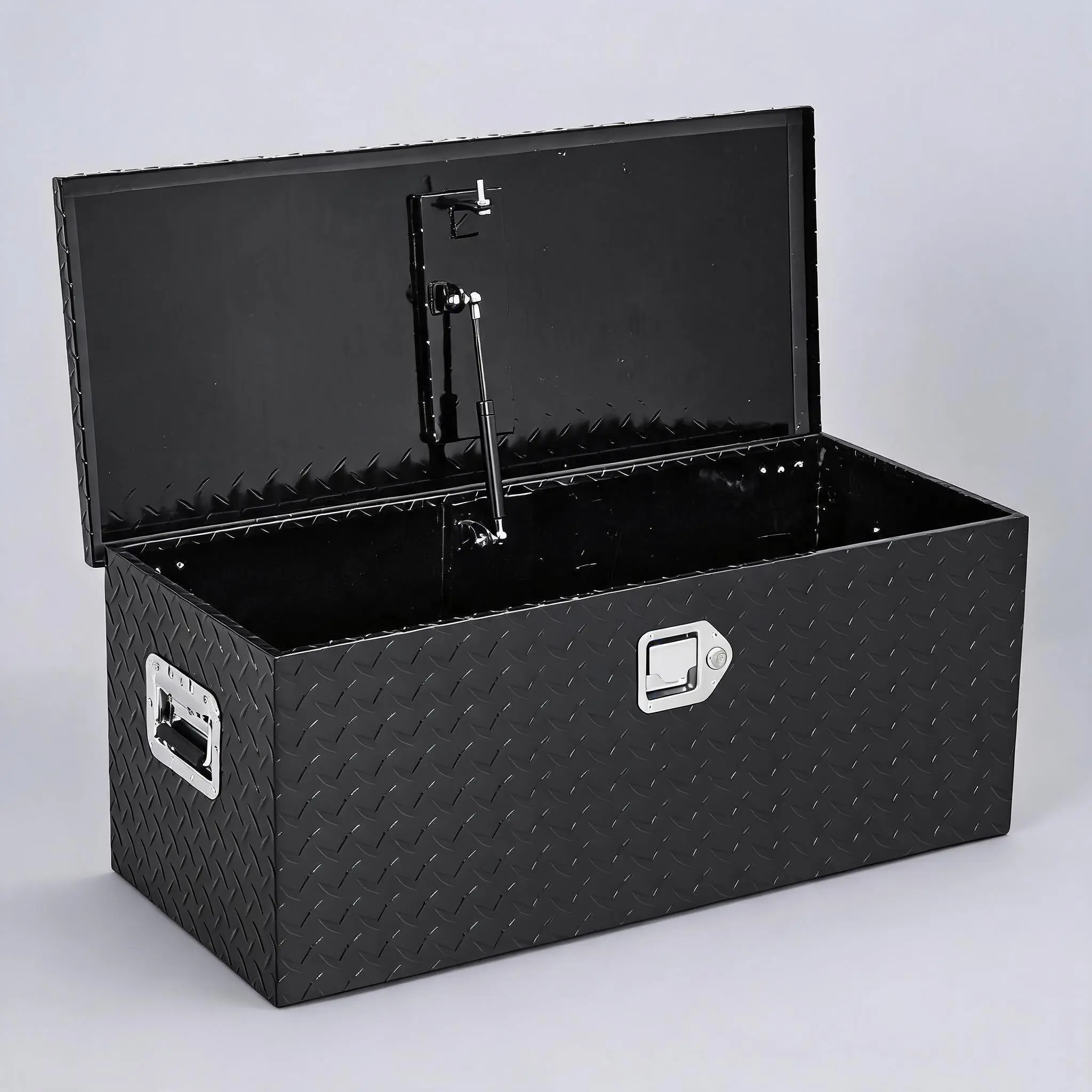 Aluminum Truck Bed Tool Box Waterproof Lockable Storage Heavy Duty Toolbox for Pickup Beds, RVs & Trailers, Secure Organizer with Side Handles & Gas Strut Lid