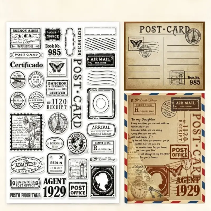 Vintage Postmark Clear Stamps for Junk Journal & Scrapbooking