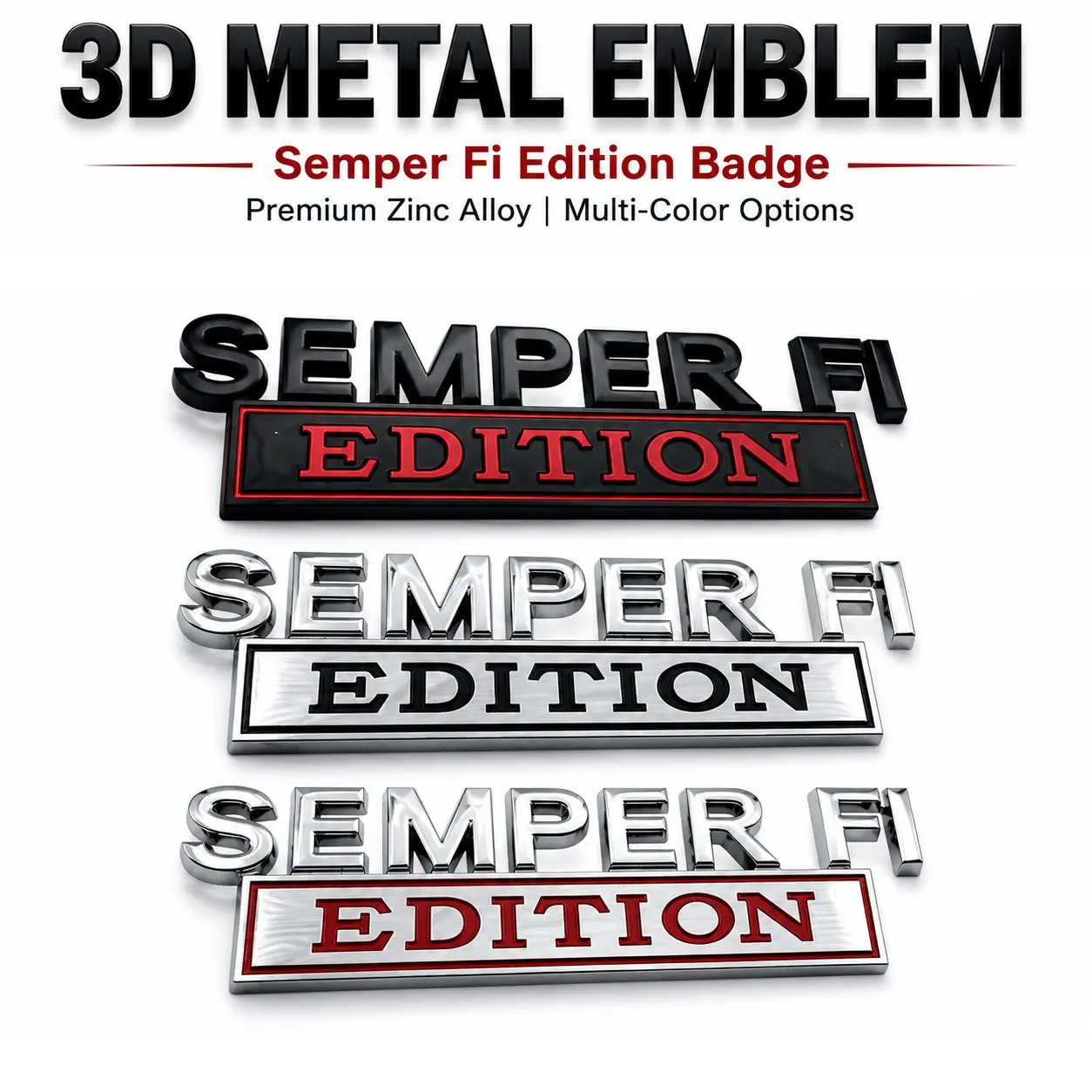 Semper Fi Edition 3D Metal Car Emblem, Premium USMC Marine Corps Auto Badge Decal, Automotive Decals, Universal Self-Adhesive Military Pride Sticker for Trucks SUV Motorcycles, Sticker for Cars, Meaningful Veteran Gift for Men