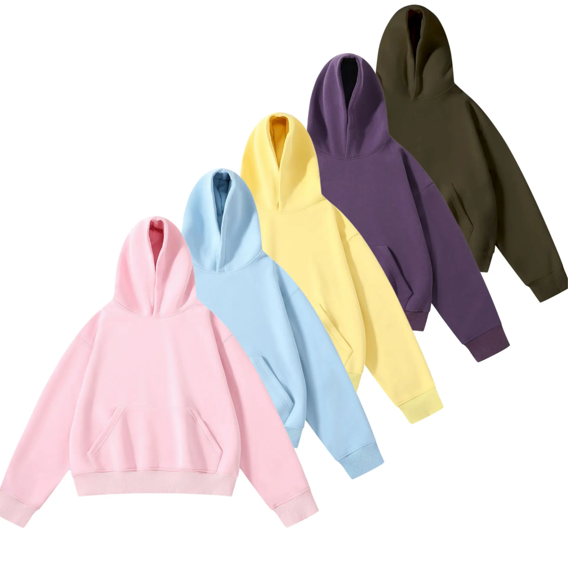 Unisex Boxy Cropped Pullover Hoodie - 420g Thick Casual Tops, Fall-Winter Sports Outerwear, Menswear Clothes for Men & Women