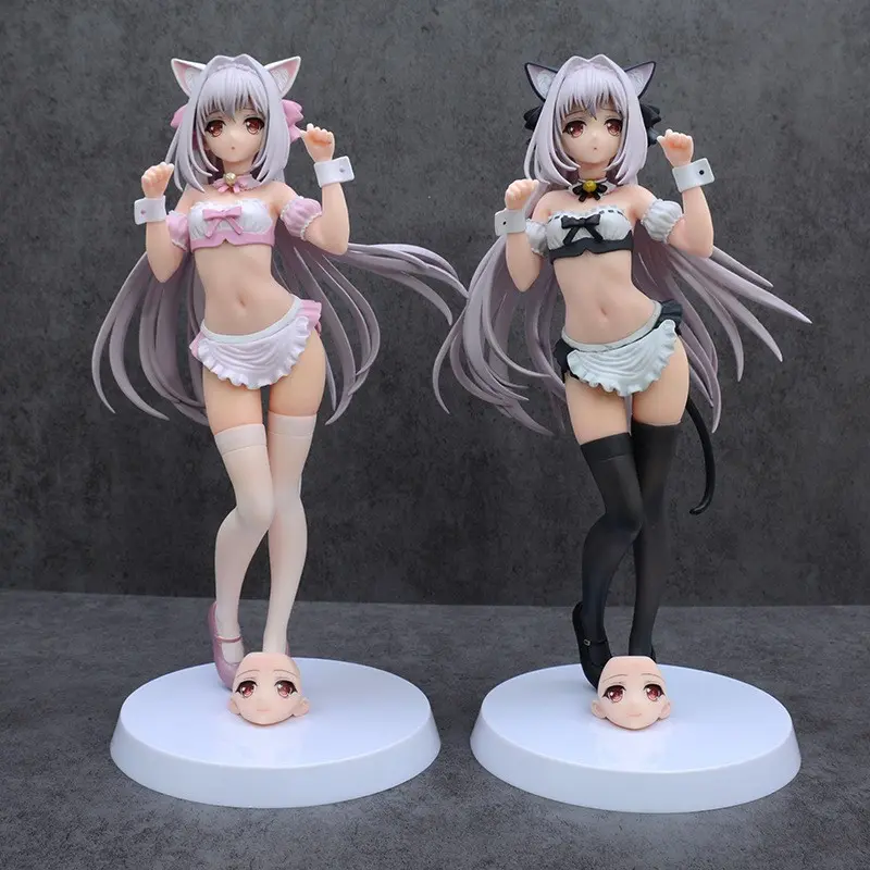 Near Moon Girl Etiquette Sakura Road Luna Interchangeable Face Figure, Anime Model Display, Cat Ear Maid, Cute 1/6 Scale Handheld Doll, Anime Action Figure