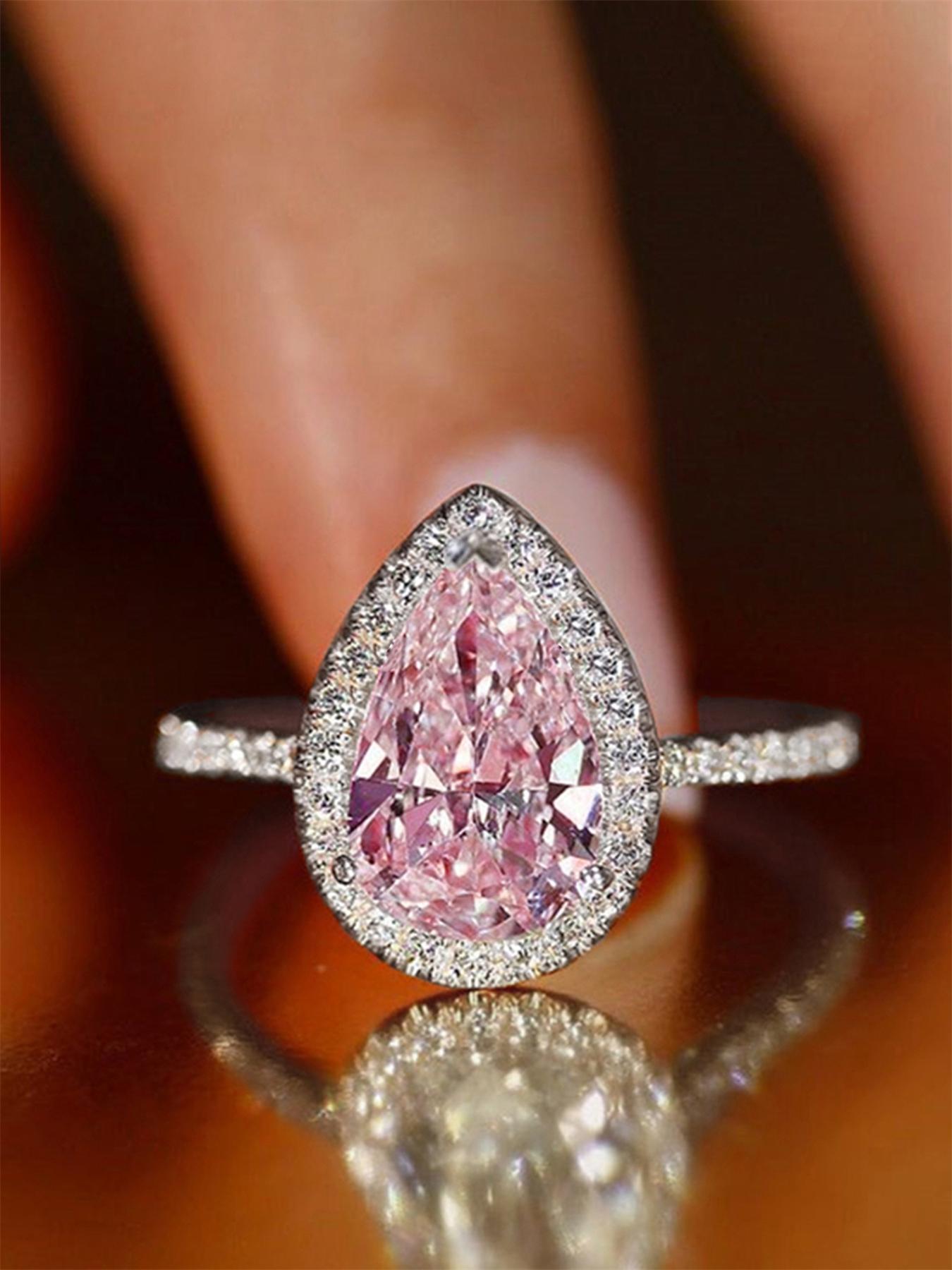 Elegant Water Drop Shaped Rhinestone Decorated Ring Perfect As Gift, Fashion Accessories for Wedding Party, Engagement Gift for Women, Statement Ring