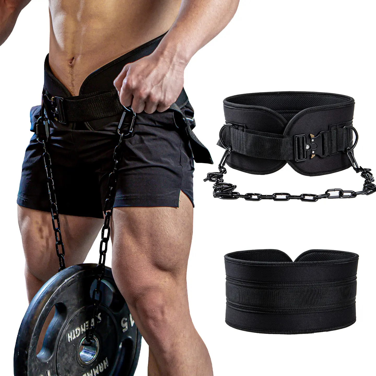 Unisex Heavy Duty Adjustable Dip Belt for Weightlifting - 36" Thick Steel Chain, Neoprene Padded Waist Support, Padded Back, Anatomical Fit - Ideal for Weighted Pull-Ups, Dips, Calisthenics, Strength Gain