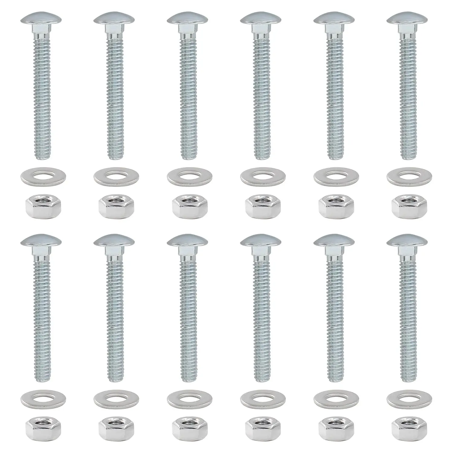 1/4-20 x 2 Inch Carriage Bolt Kit 12 Sets with Nuts Washers | Galvanized Carbon Steel Rust-Proof, Square  Anti-Turn Design, Deep Threads Firm Fastening, Nuts Washers Included