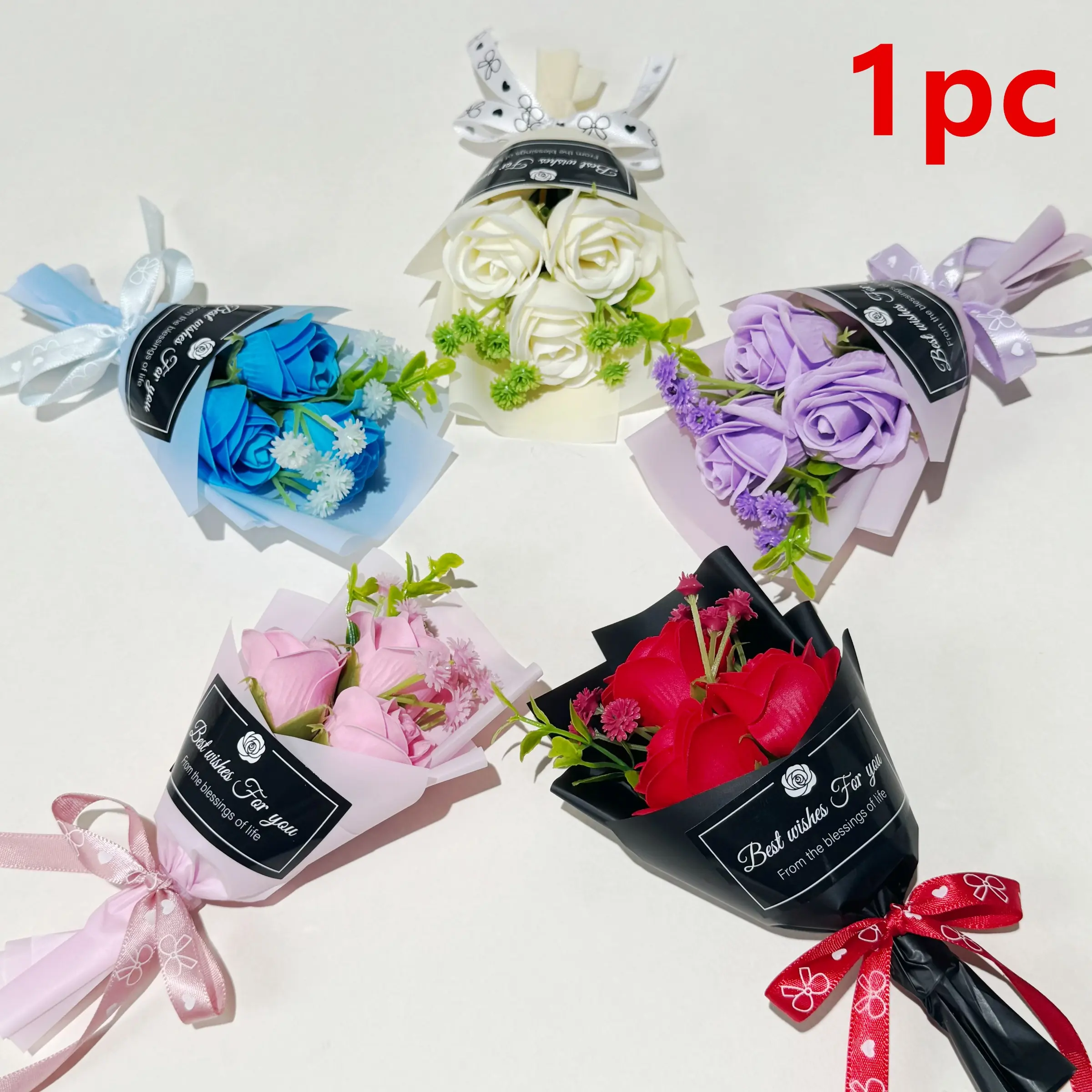 Mini Soap Flower Bouquet, 3 Rose Small Bouquet, Finished Bouquet, Artificial Flower Arrangements, Perfect Party Gift, Bridesmaid Gift for Family, Friends, Mom, Girlfriend