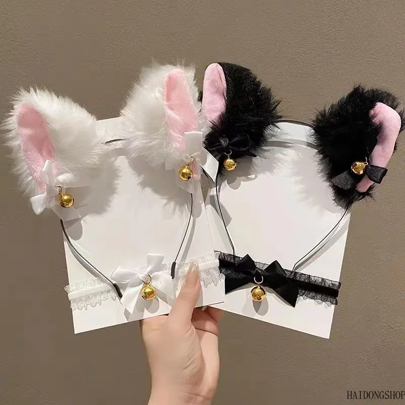 Coquette Viral Kawaii Goth Cute Cat Ear Maid Animal Ear Bow Hair Accessories For Women, Bell Decor Bunny Cat Headband & Hair Clips, Cosplay Accessory For Halloween Party Convention Daily Outfit Styling