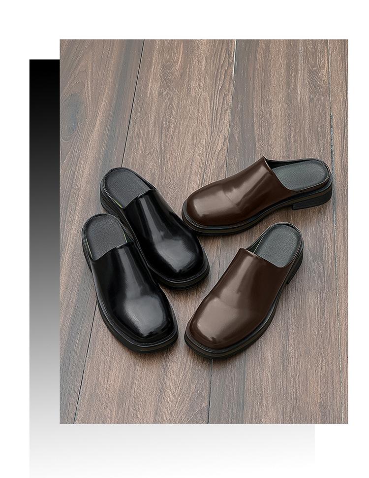 Men's Shoes 2026 New Summer Men's Big Head Muller Toe Box for Outdoors Boken Shoes Tide Half Slippers Slip-on,Gift brown Footwear