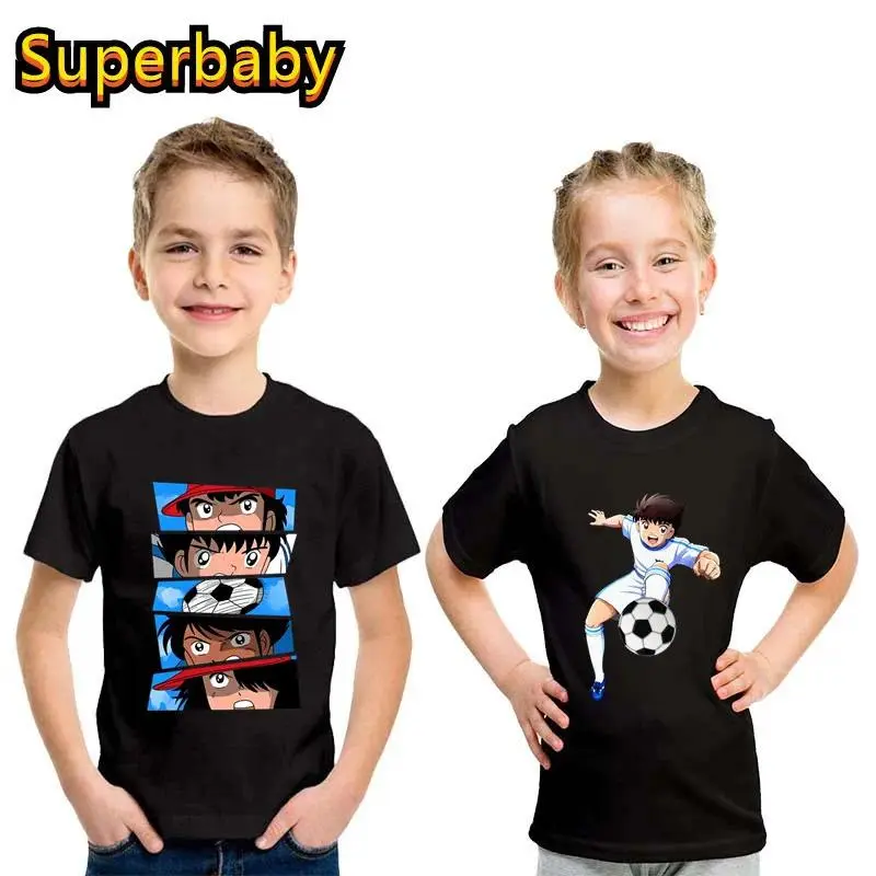 Anime Captain Tsubasa Le Petit Footballer Print Kids T-shirt Baby Boys Girls Clothes Summer Children Cotton T shirt