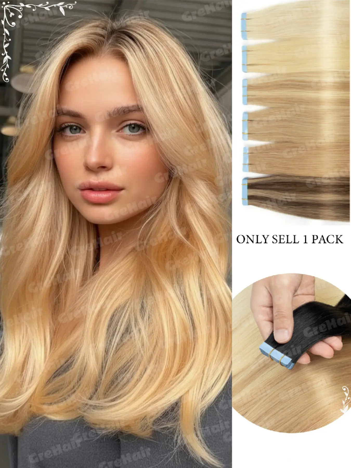 Tape In Human Hair Extensions 20Pcs 30G Per Pack Multi Color Invisible Tape Hair