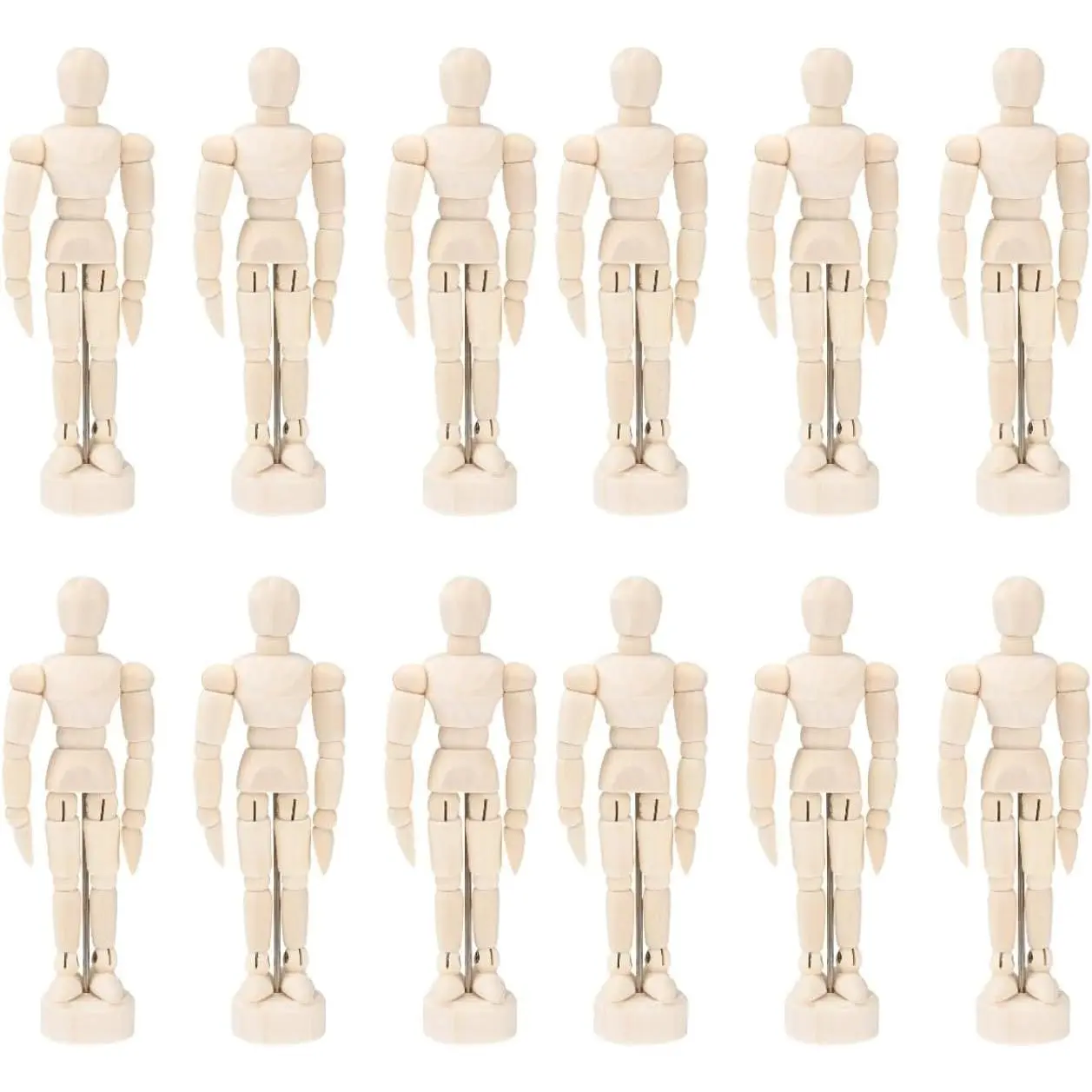 12PCS Artists Wooden Manikin Jointed Mannequin Drawing Figure Model 4.5 Inches Wooden Mannequin Artist Manikin with Stand for Drawing or Desktop Decor