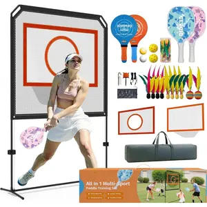 Portable Pickleball Net - Regulation Size Outdoor & Indoor Paddle  Set with Ball Catch Net & Removable Target - Heavy Duty Steel Frame, Carry Bag - Family Fun for Backyard, Park, Beach