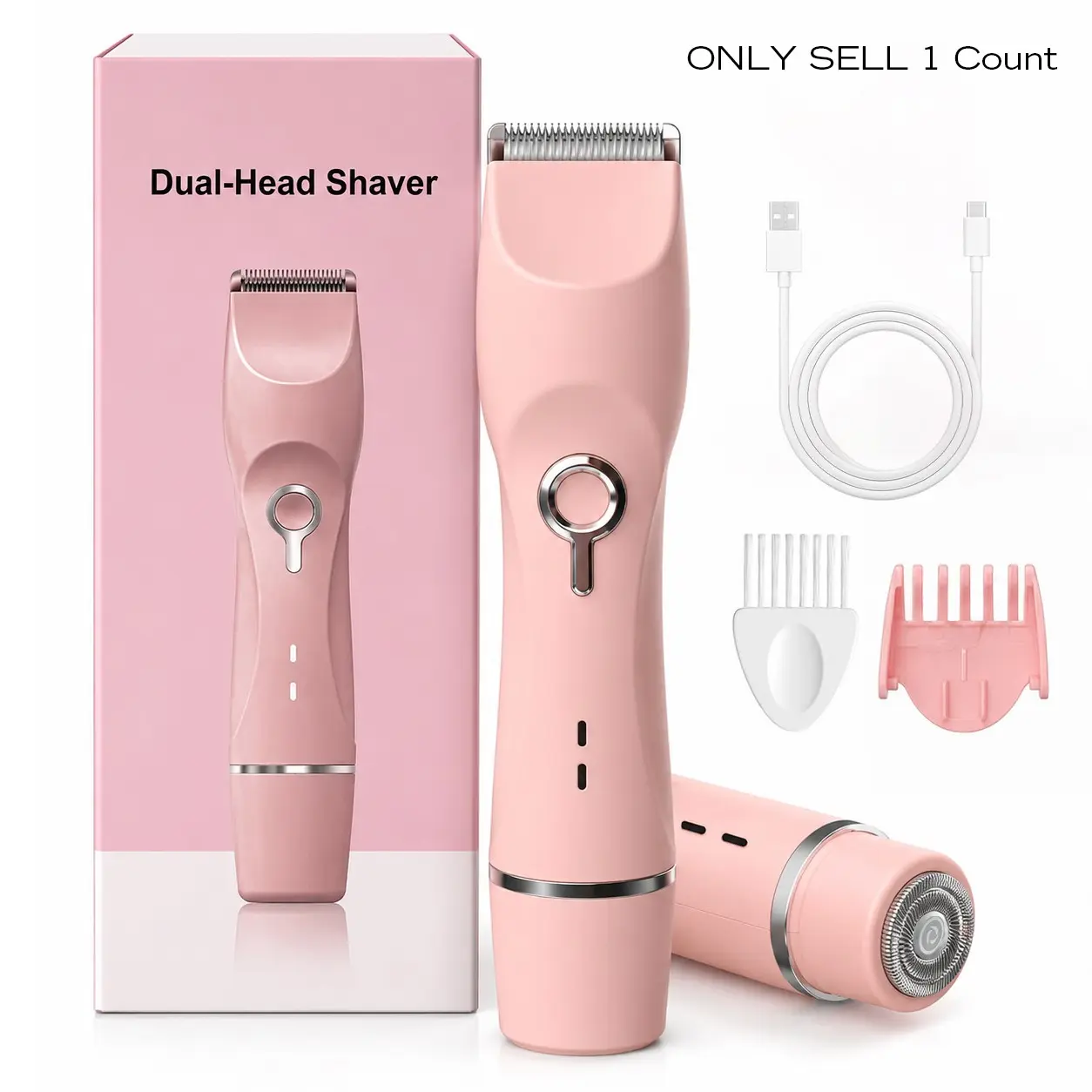 Dual Head Electric Bikini Trimmer for Women, Rechargeable Lady Shaver, Electric Razors for Face, Legs, Underarms, Portable Cordless Shaver, Self Care Gifts for Women