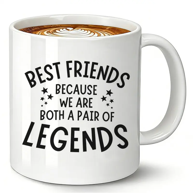 Funny Best Friend Coffee Mug - "Pair of Legends" White Ceramic Tea Cup. Cute Friendship Gifts for BFF, Besties, or Soul Sisters. Great Birthday Gifts, Christmas Gift, or Holiday Present for Her & Him. Coffee Cups