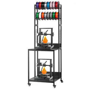 VEVOR 3D Printer Filament Storage Rack, 3 - Tier 3D Printer Stand with Filament Storage, Spools Holder Racks Cart with Wheels, Filaments Organzied for 3D Printing Station, Office, Workshop (Shelf Only)