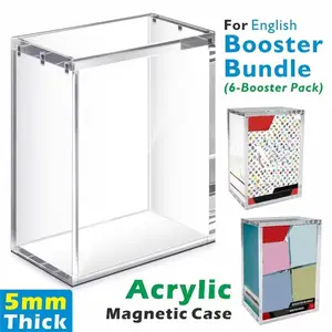 1pc Clear Acrylic Card Display Case - Magnetic Closure Storage Box for 6-Pack Booster Bundles, Stackable Collector's Case