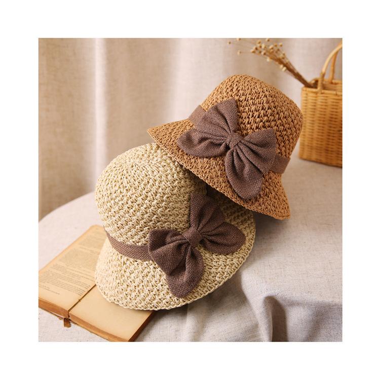 Summer Straw Hat, Multifunctional Vintage Woven Handmade Straw Hat, Foldable And Versatile Sun Protection Hat, With Pleated Bow, Breathable Travel Beach Hat