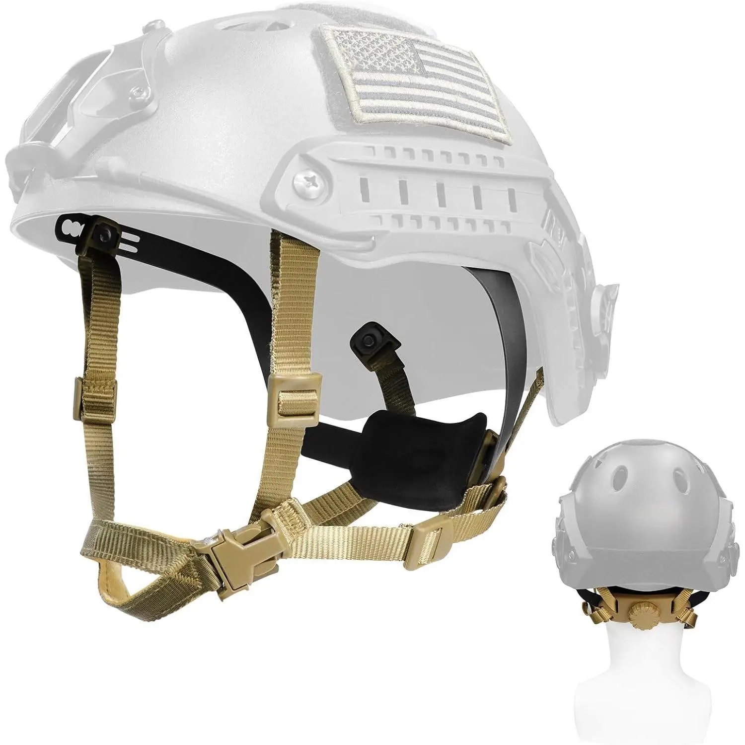 Tactical Helmet Chin Strap Adjtable Dial 4 Points Spension System with Bolts and Screws for Tactical Fast MICH Bump Helmet Accessory