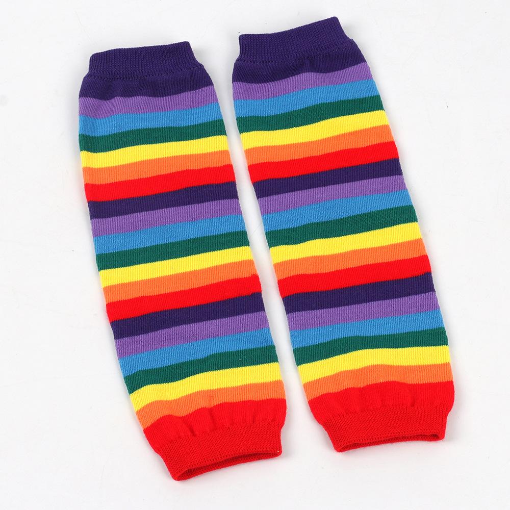 Rainbow Knitted Gloves Colorful Striped Long Sleeves Soft Stretchy Warm Handwear LGBTQ+ Pride Month Essential Vibrant Striped Knit Mitts for European & American Pride Parade Music Festival Holiday Party Cosplay Daily Casual Wear Lightweight Durable Fashio