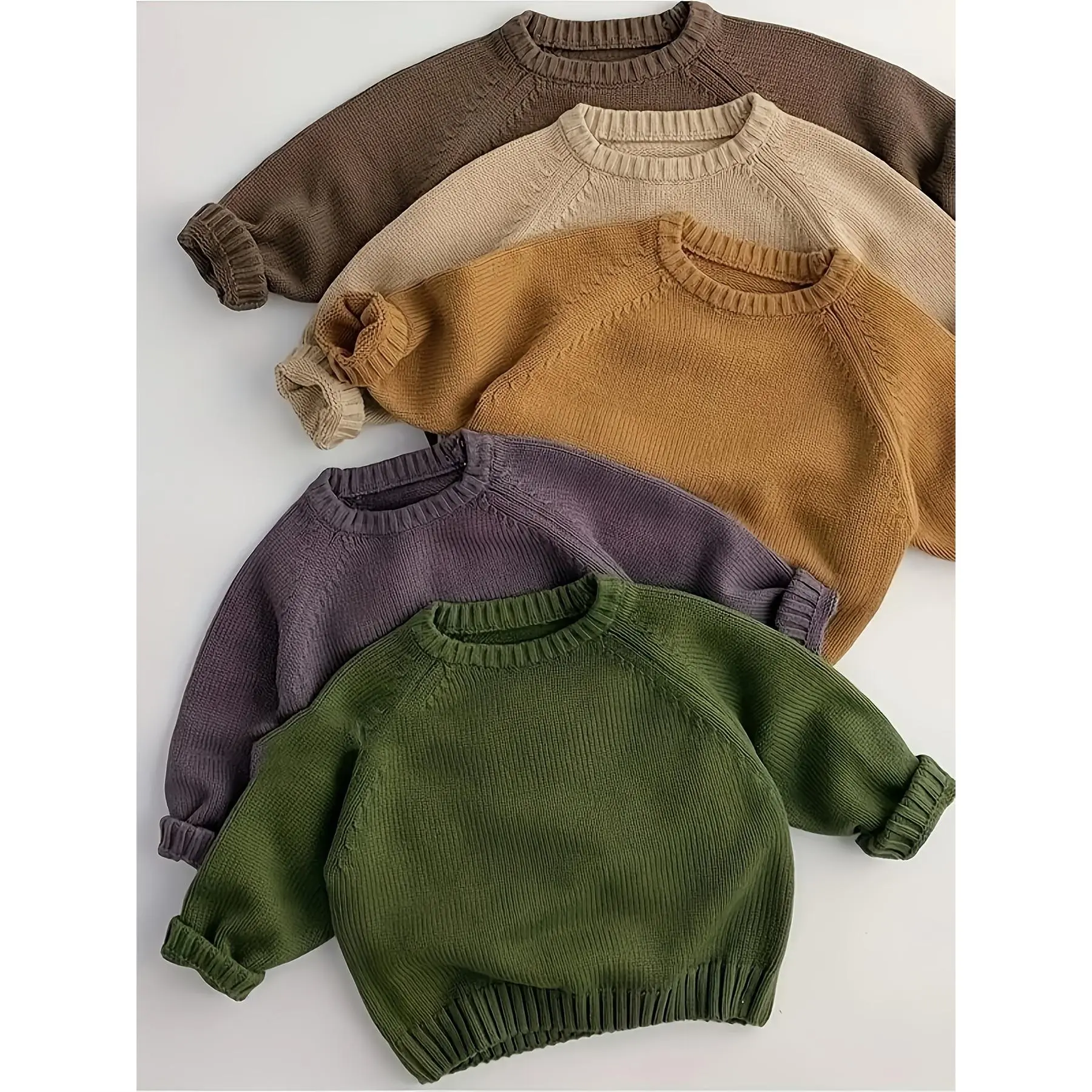 Girl's Knitted Pullover Sweater, Solid Color Versatile Cute Warm Base Layer