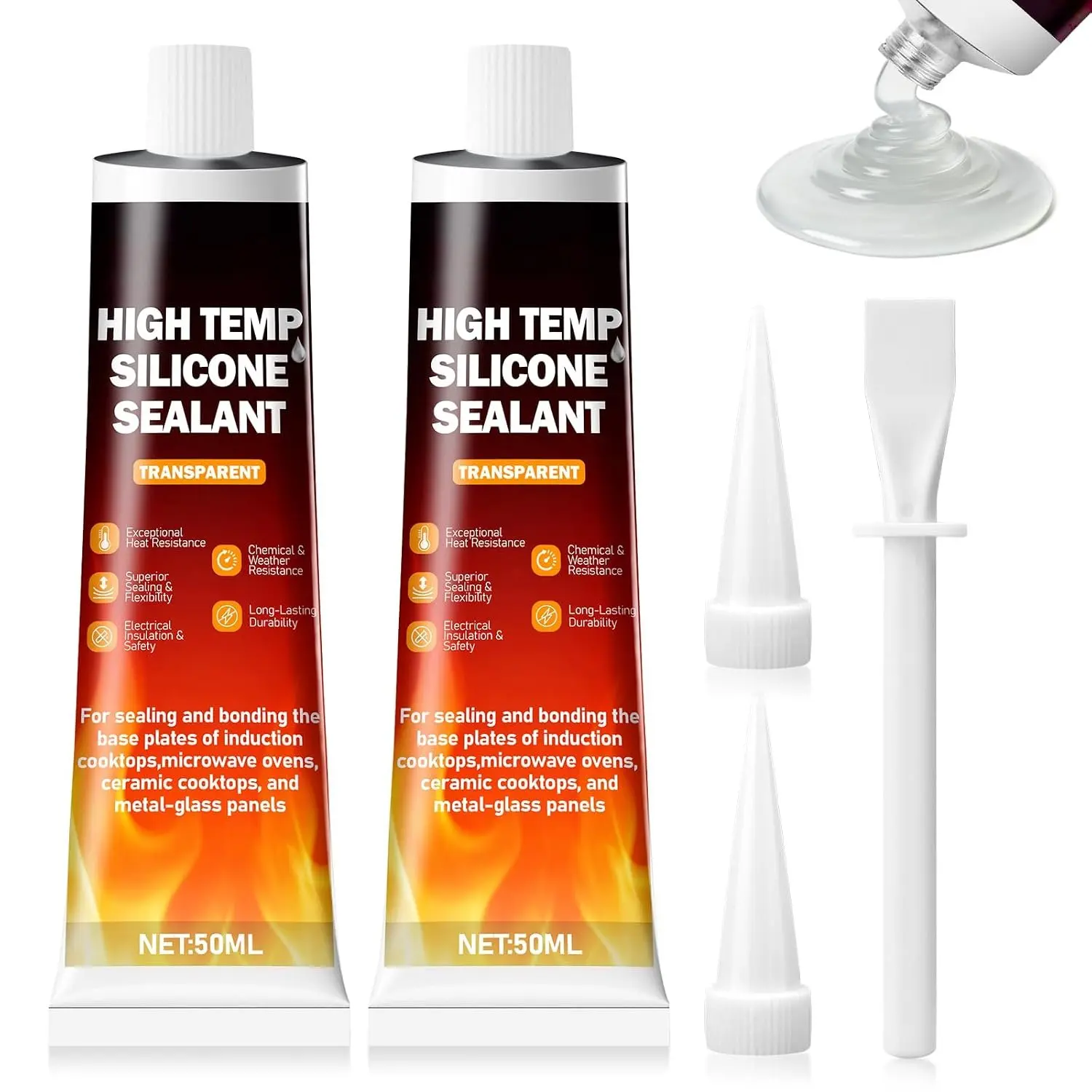 High-Temperature-Resistant  sealant, Heat-Resistant  sealant, Heat-Insulating, , Quick-Drying Specialty Adhesive—Suitable for Grills, ovens, microwaves(Transparent)