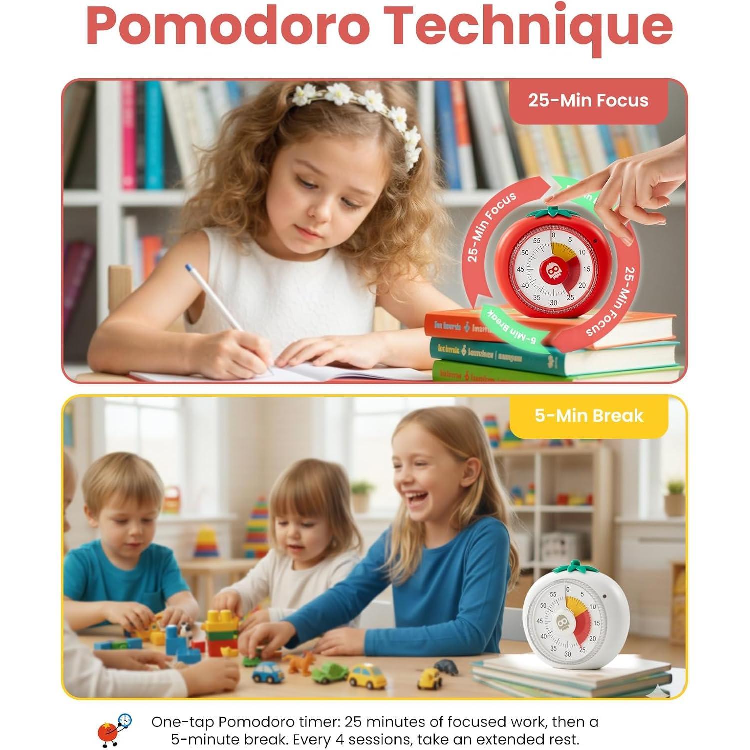 Visual Timer for , 60-Minute Countdown Timers for Classroom Office Kitchen with Silent Operation, Timer for Teaching with Cute Design, 4-Color Zone Pomodoro Timers Visual Timer for , 60-Minute Countdown Timers for Classroom Office Kitchen with Silent Operation, Timer for Teaching with Cute Design, 4-Color Zone Pomodoro Timers