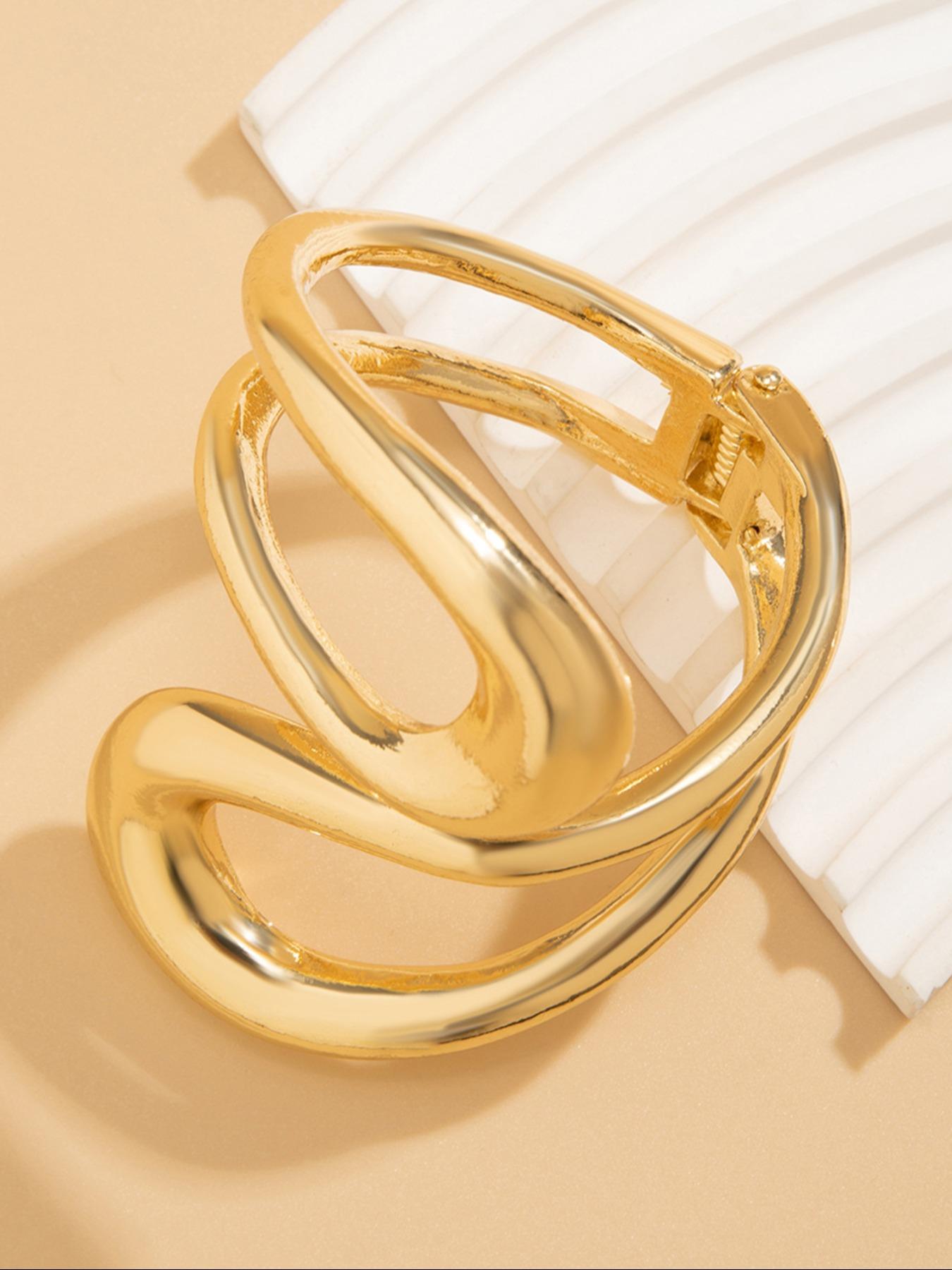 Women's Temperament Geometric Design Cuff Bangle, All-match Jewelry for Women for Party, Daily Clothing Decor, Exquisite Jewelry for Birthday Gift, Elegant Minimalist Bangle