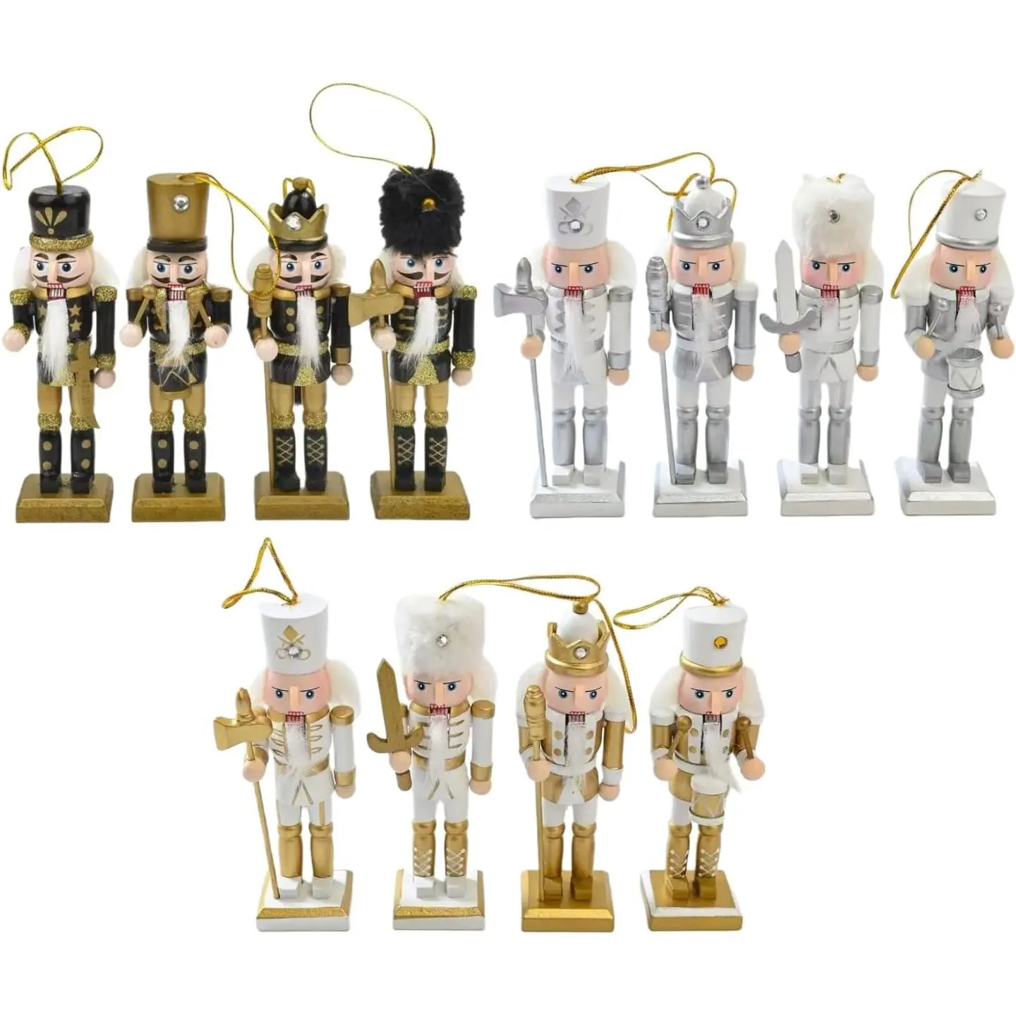 12 PCS 4.7Inch Christmas Nutcracker Ornament Set, Nutcracker Figures with Opening Mouths Decorations for Xmas Tree and Table