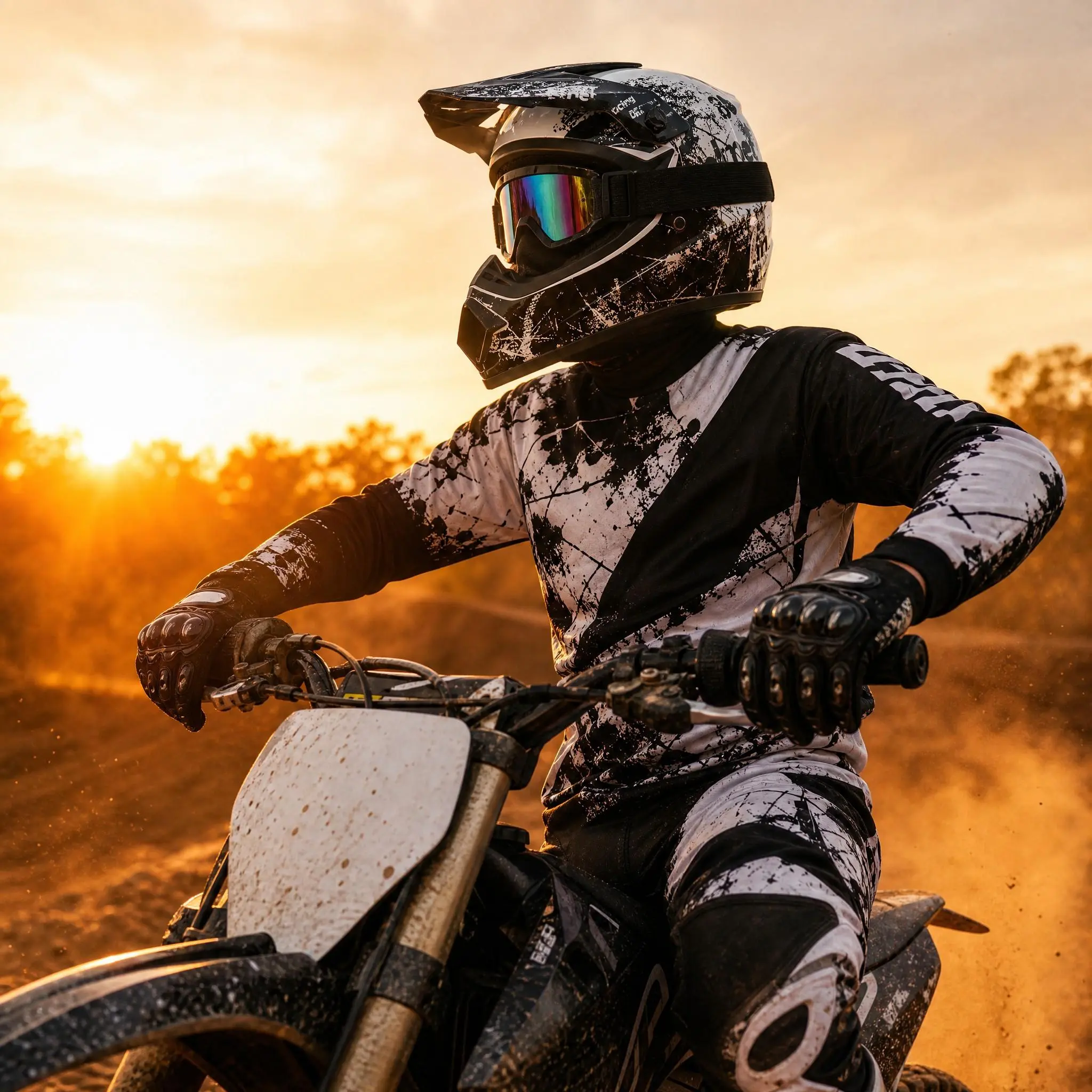 Off Road Helmet, S-XL Fit Options for 52-59 cm Head Circumference, for Youth Teens and Adults, BMX Mountain Bike Bicycle Dirt Bike Outdoor Riding, DOT Compliant, 4-Piece Helmet Set with Goggles Gloves and Mask, UV Goggles and Year-Round Riding, Abs Shell,