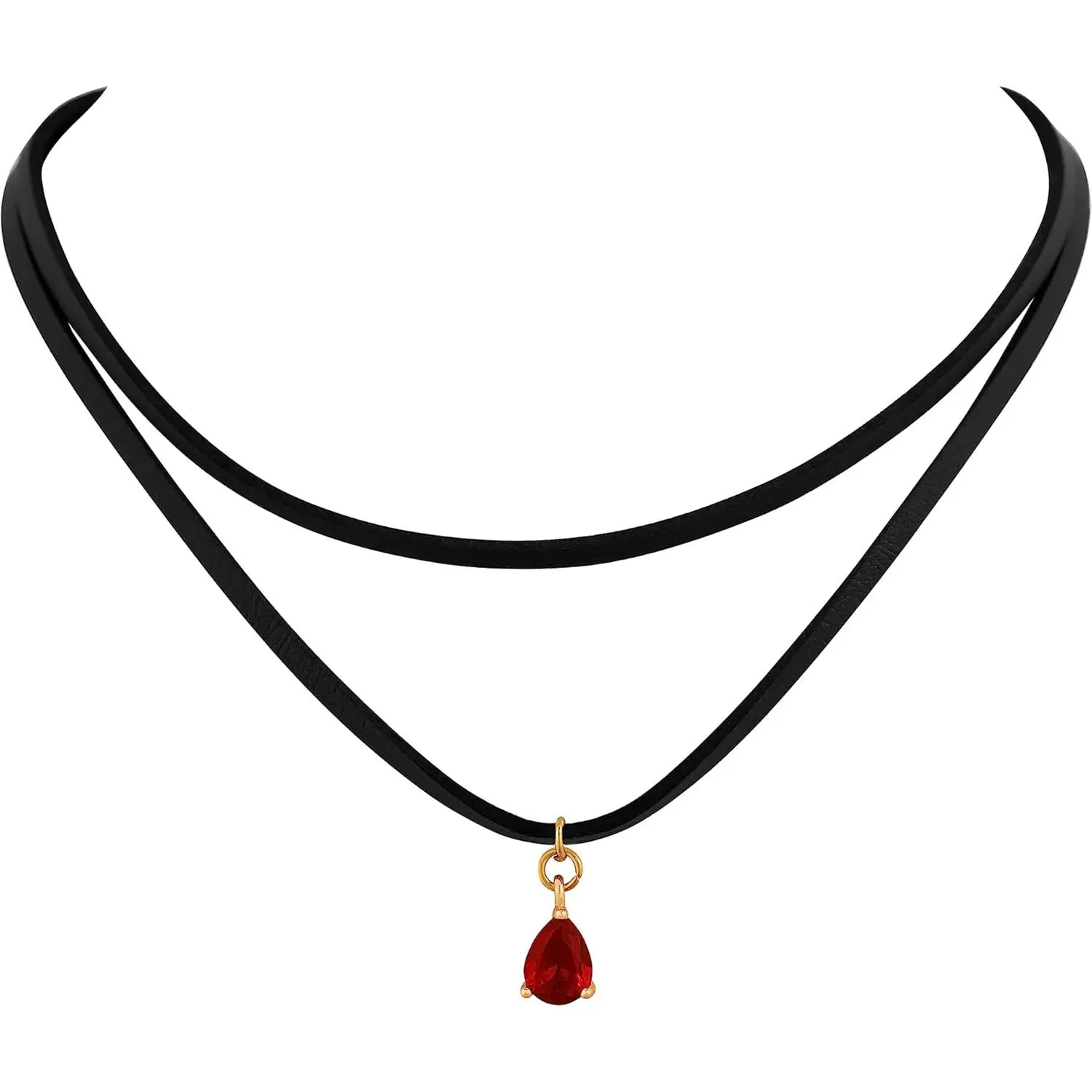 Layered Black Choker Necklace, Glass Teardrop Chocker, Black Necklace, Gothic Goth Boho Choker, Christmas Jewelry Gift For Women